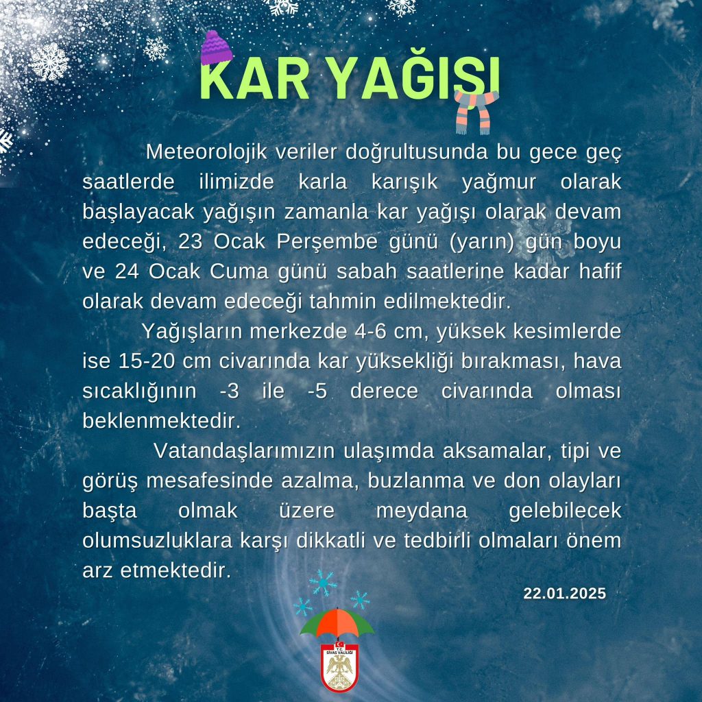 Sivas ta Kar Yağışına Dikkat - radyobora